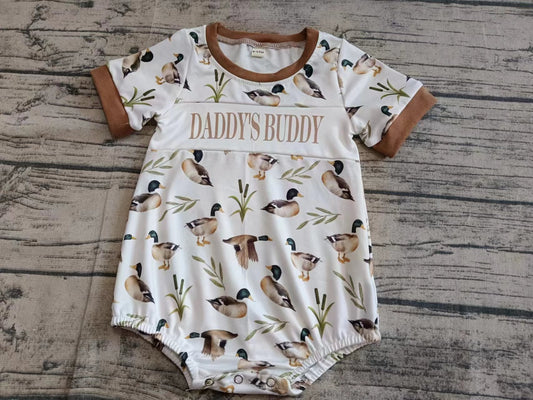 Baby Boy Short Sleeves Ducks Daddy's Bubble Romper ( Moq 5 )