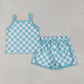 Baby Girl Toddler Straps Checked Tops Shorts Sibling Set Clothes RTS