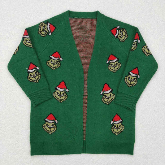 Baby Girls Kids Long Sleeves Green Face Sweater Christmas Coat RTS