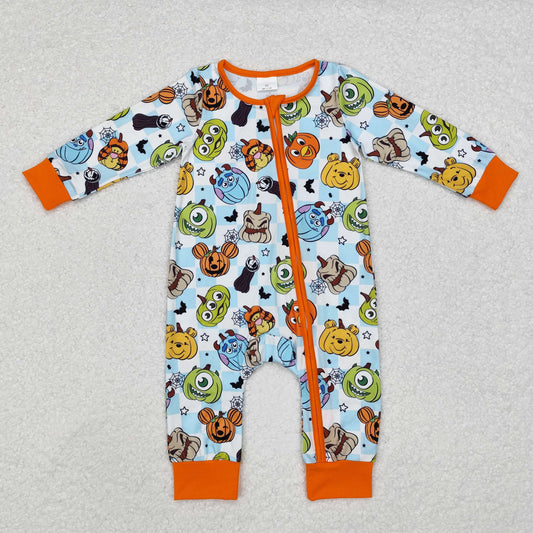 Baby Boy Long Sleeves Halloween Cartoon Pumpkin Zipper Romper