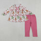 Baby Girl Long Sleeves Christmas Cake Tree Bows Tunic Pants Set RTS