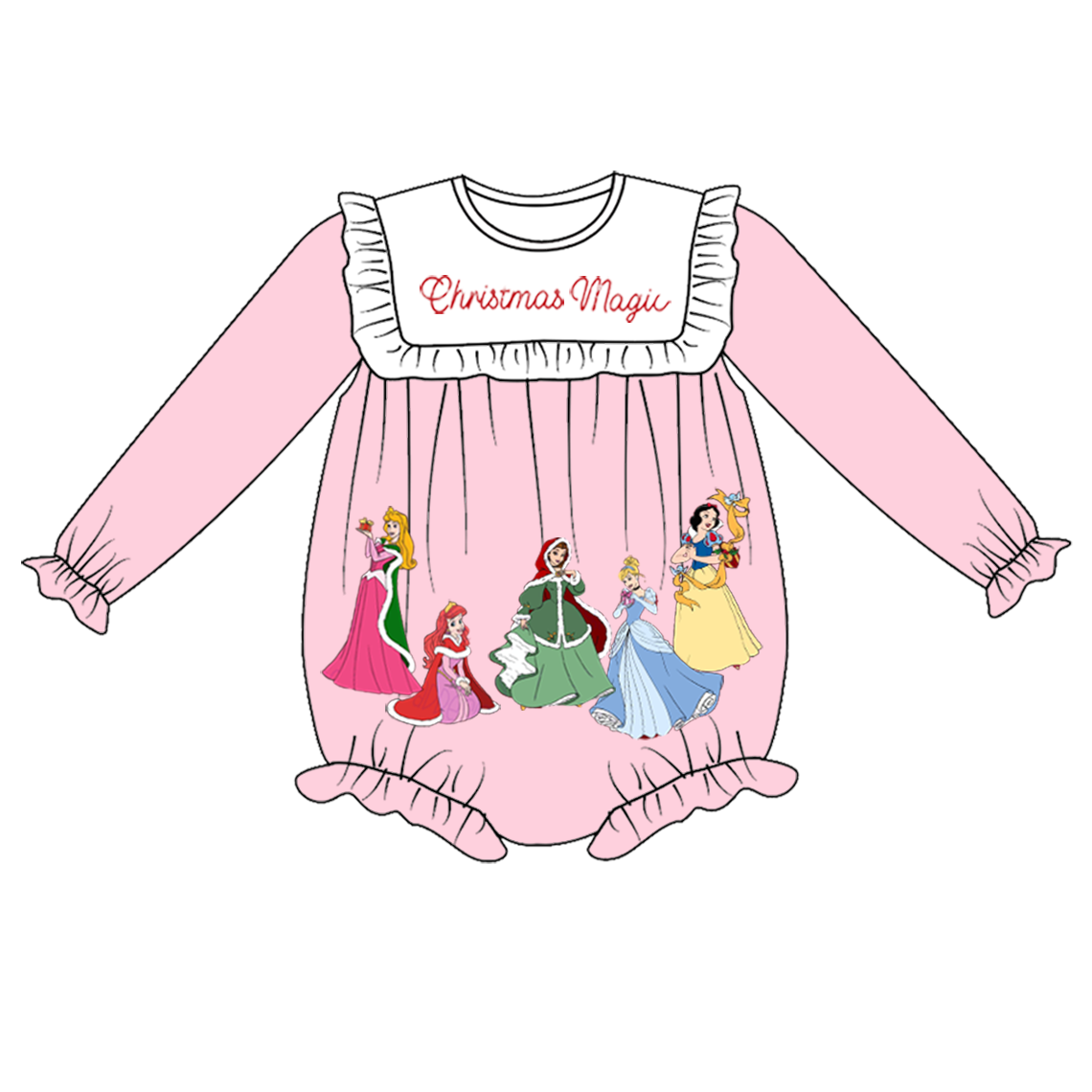 Baby Girl Christmas Princess Pink Bubble Romper