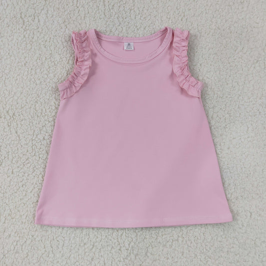 Baby Girls Sleeveless Pink Ruffle Pullover Kids Yoga Active Tops Clothes RTS