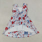 Baby Girls Toddler Baseball Bows Flags 4th of July Yoga Shorts Knee Length Dress Blue Clothes RTS