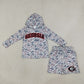 Sibling Baby Boys Kids Long Sleeves Grey Camo Hoodie Shirts Pockets Shorts Sets Team Clothes RTS