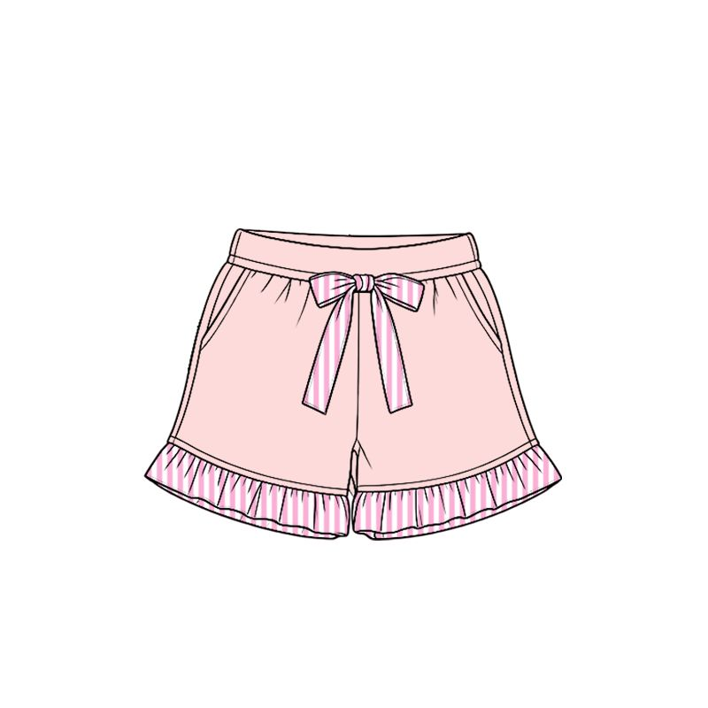 ( Moq 5 ) Preorder Baby Girls Kids Bows Pockets Ruffle Shorts Bottoms Pink Clothes