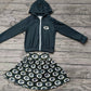 Baby Girl Toddler Dark Green Zipper Hoodie Tops Skirt Shorts Team Set Moq 5