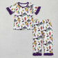 Baby Girl Short Sleeves Mardi Gras Bird Crawfish Shirt Pants Pajamas Clothes Set