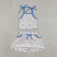Baby Girls Kids Straps Bows Tops Pockets Skirt Shorts Yoga Set RTS