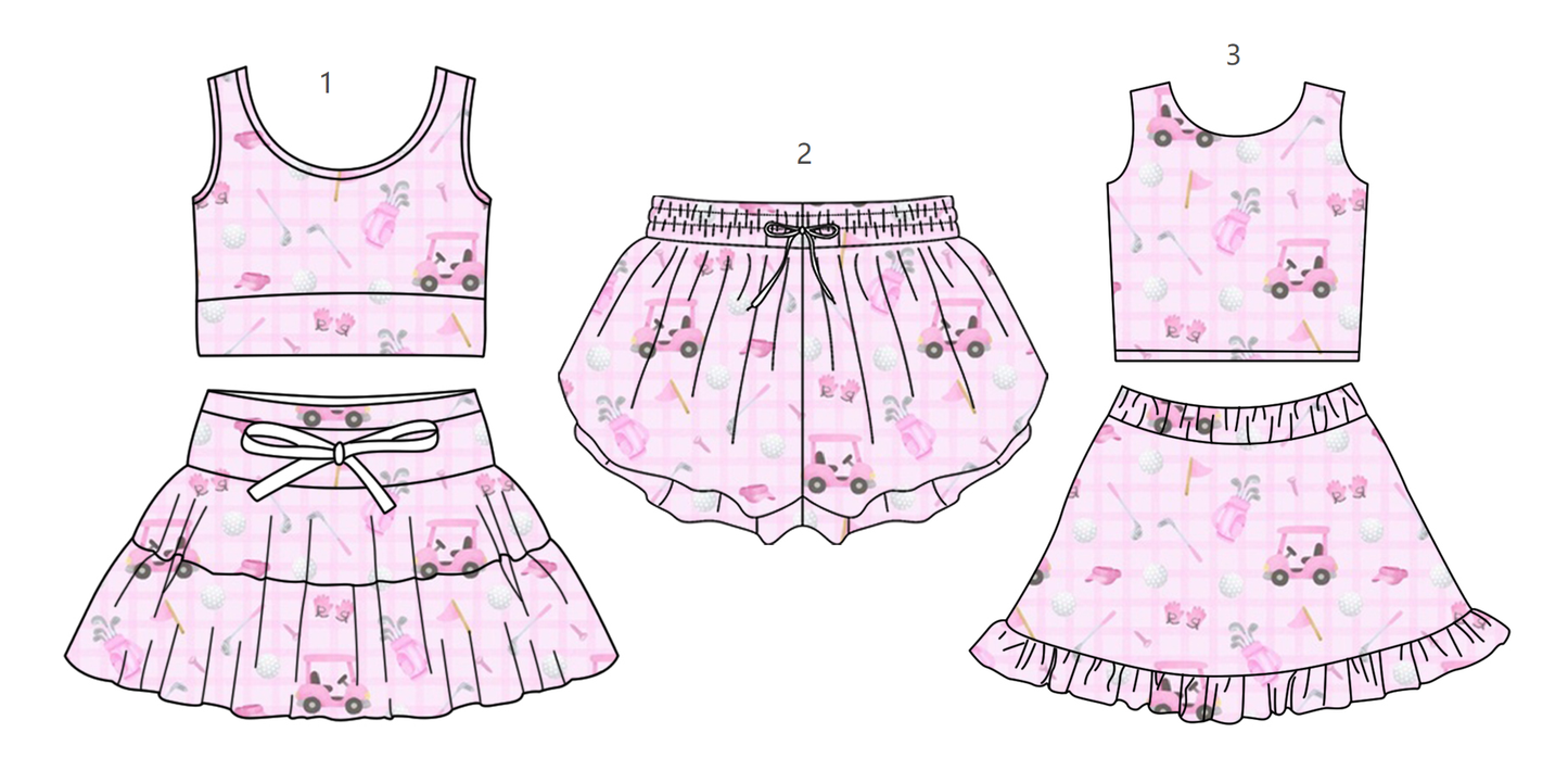 ( Moq 5 Each Style ) Baby Girls Kids Golf Sibling Pink Shorts Sets Clothes