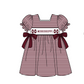 ( Moq 5 ) Baby Girls Toddler Short Sleeves M Dark Red Bows Stripes Knee Length Dress