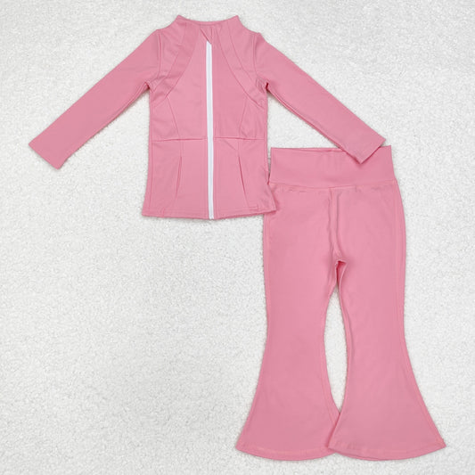 Baby Girl Pink Long Sleeves Zipper Shirt Yoga Active Wear Jackets Pants Set