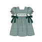 ( Moq 5 ) Baby Girls Toddler Short Sleeves Green Stripes Bows Knee Length Dress