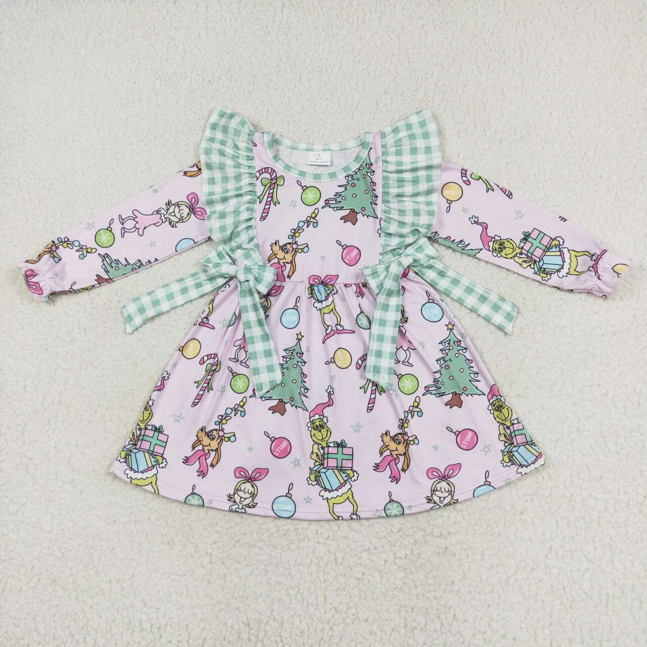 Baby Girl Christmas Frog Sibling Romper Dress Clothes Set