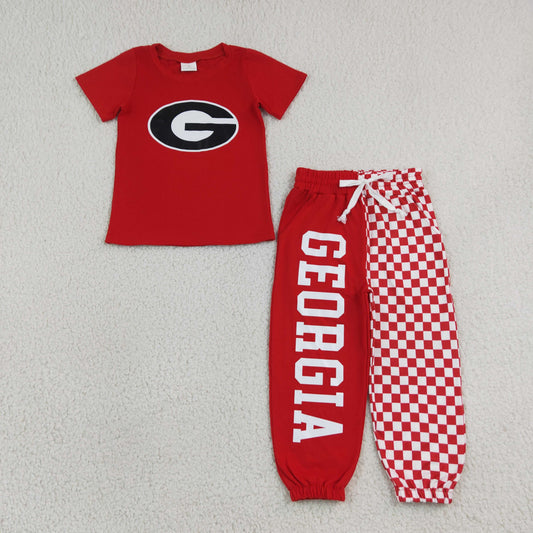Baby Boys Kids Short Sleeves Cotton Shirt Checked Pockets Pants G Set Team Clothes RTS