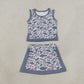 Baby Girls Kids Grey Camo Tops Skirt Shorts Set Yoga Active Clothes RTS