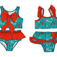 ( Moq 5 Each Style ) Sibling Baby Girls Kids Fish Tops Ruffle Shorts Red Bows Sets Summer Swimsuits