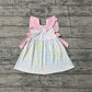 Baby Girls Short Sleeves Floral Pink Bows Knee Length Dress RTS