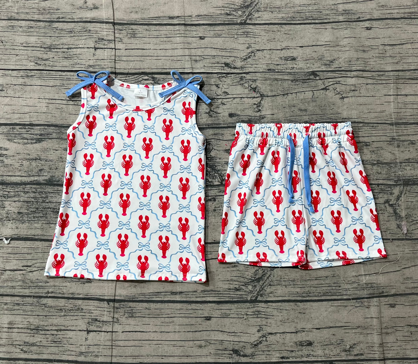 Baby Girls Kids Sleeveless Crayfish Bows Tops Shorts Summer Set RTS