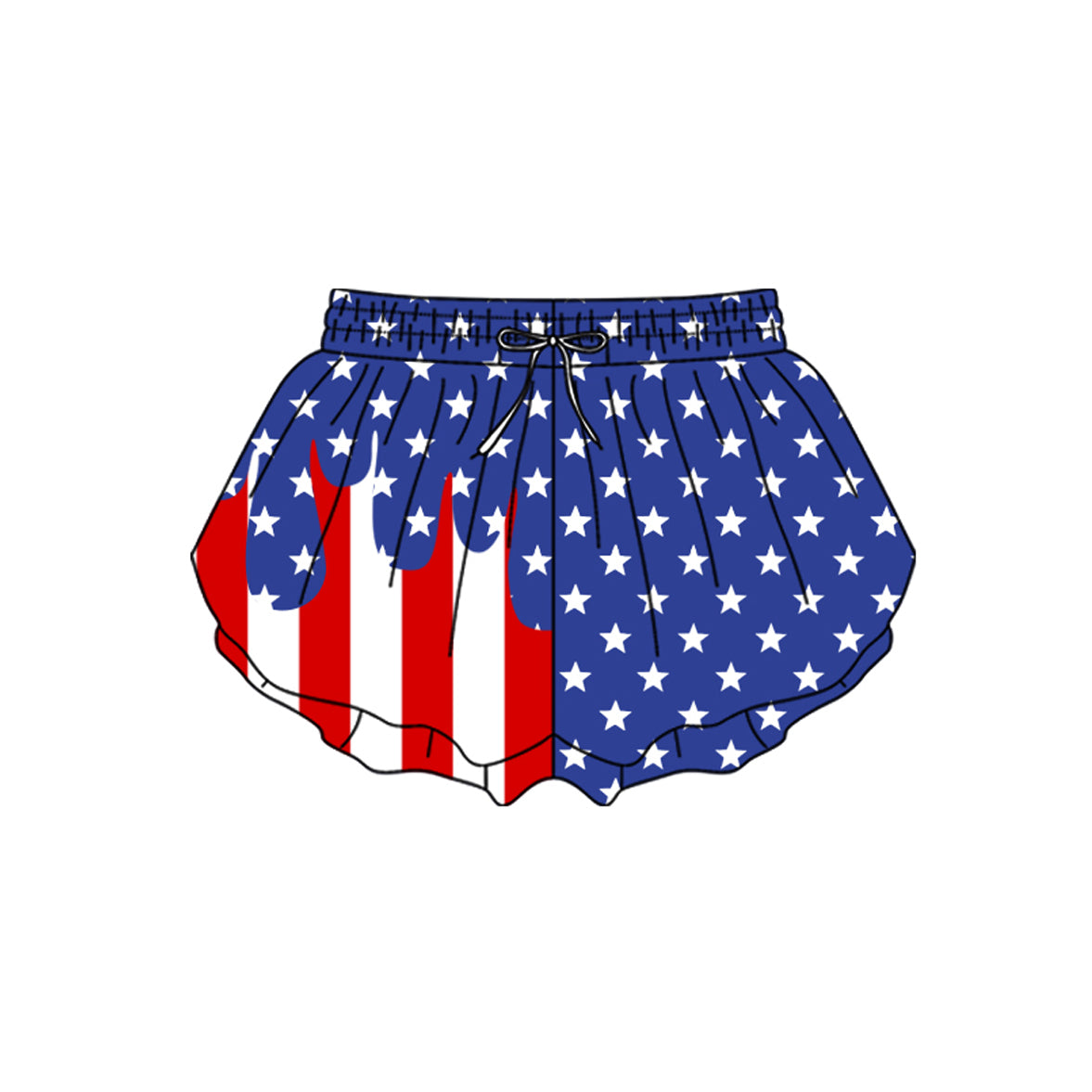 ( Moq 5 ) Preorder Baby Girls Kids Stars Stripes 4th of July Ruffle Shorts Bottom Yoga Clothes