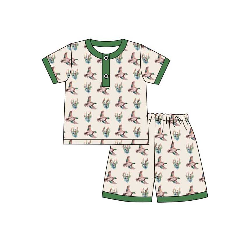 Baby Boy Short Sleeves Duck Shirt Shorts Pajamas Hunting Set Moq 5