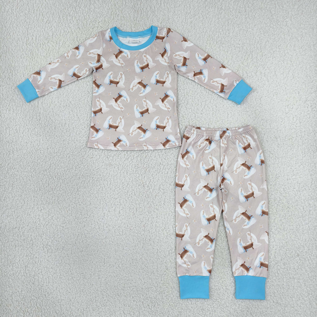 Baby Boys Kids Long Sleeves Nativity Shirt Pants Set Pajamas Christmas Clothes RTS