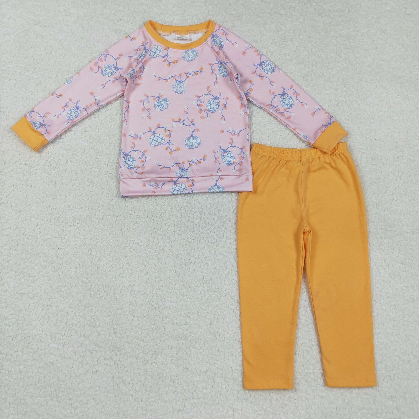 Baby Kids Toddler Long Sleeves Pumpkin Shirt Orange Pants Fall Set RTS
