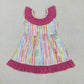 Baby Girl Colorful Stripes Bows Knee Length Dress RTS