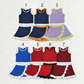 Sibling Baby Girls Kids Sleeveless Shirts Scallop Skirts Shorts Yoga Active Sets Clothes RTS
