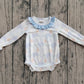 Baby Girl Long Sleeves Pumpkin Blue Bows Ruffle Bubble Fall Romper RTS