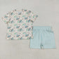 Baby Girl Short Sleeves Golf Tops Stripes Shorts Pajamas Set RTS