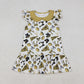 Baby Girl Short Sleeves Gold Bows Cheer Knee Length Dress RTS