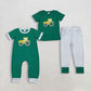 Sibling Baby Boys Kids Short Sleeves Embroidery Tractor Green Farm Romper Set  RTS