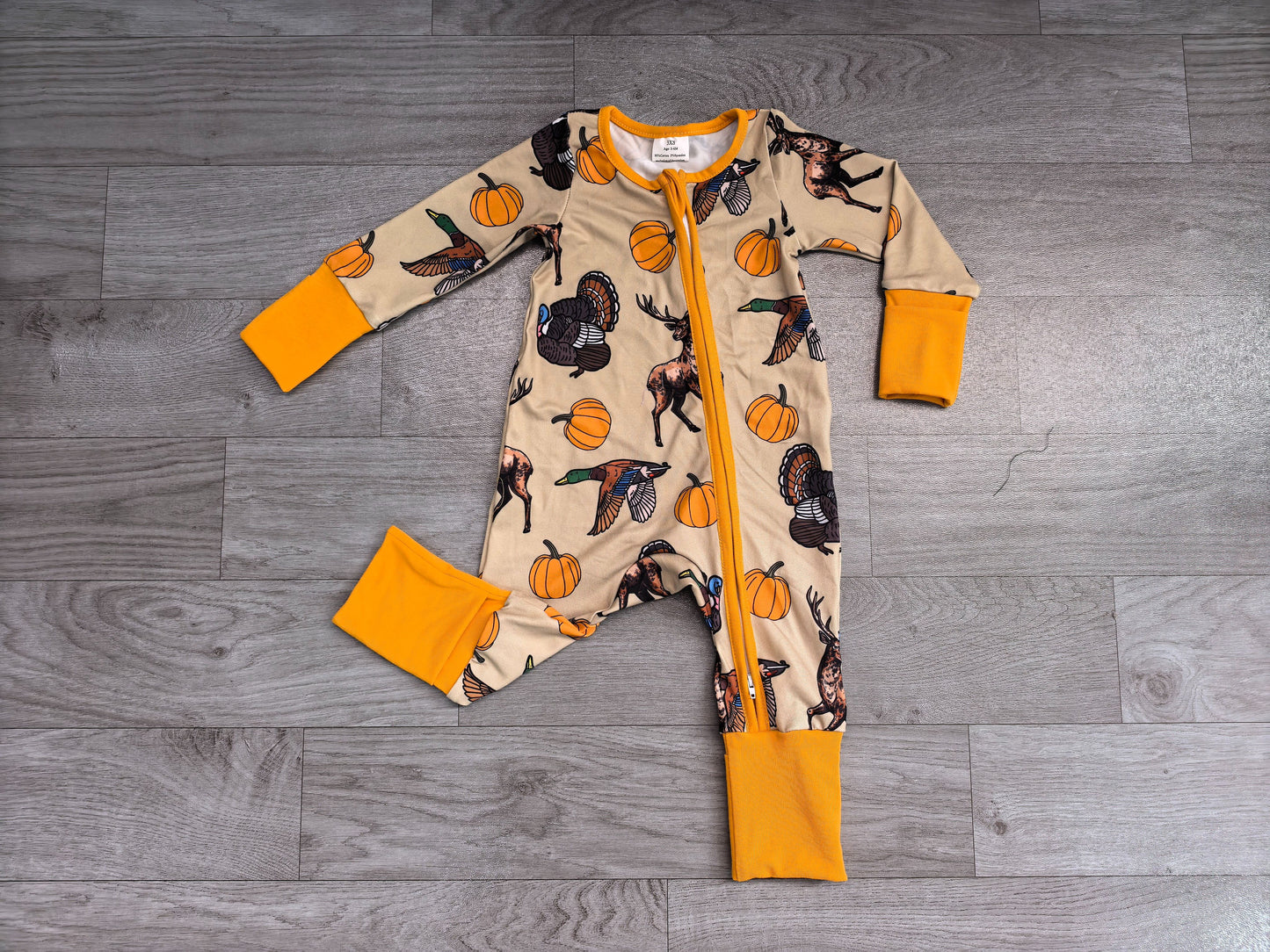 ( No moq ) Preorder Baby Boys Infant Ducks Pumpkins Fall Zipper Footie Sleeper Romper Clothes