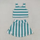 Baby Girl Sleeveless Green Stripes Shirt Skorts Yoga Activewear Set  RTS