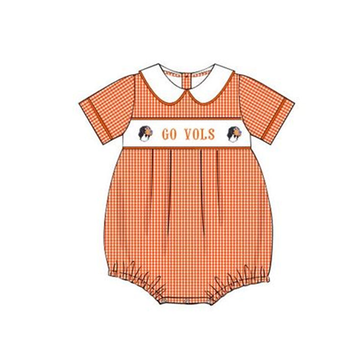 Baby Kids Team Short Sleeves Checkered Dog Bubble Romper