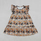 Baby Girls Kids Short Sleeves Dogs Football Team Ruffle Knee Length Dress RTS