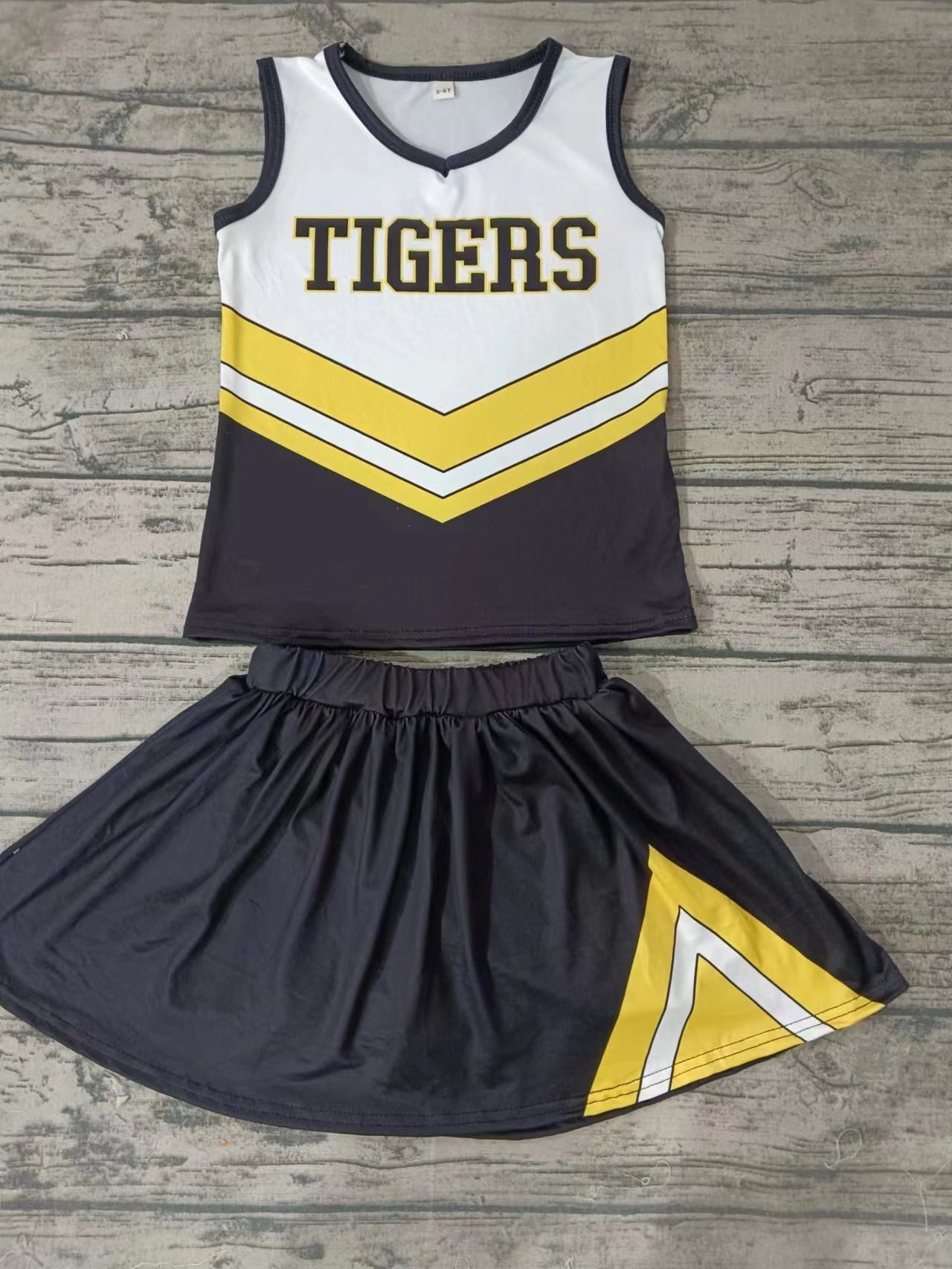 Moq 5 Baby Girl Short Sleeves Tiger Shirt Skirt Team Set