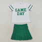 Baby Girl Short Sleeves Game Day Shirt Green Yoga Active Skort Team Cheer Set