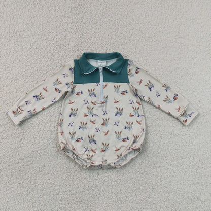 Sibling Baby Boys Infant Long Sleeves Ducks Camo Zipper Bubble Rompers Clothes RTS