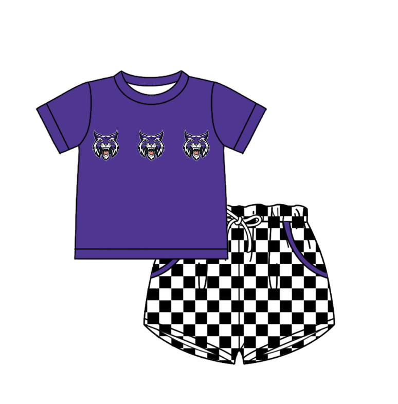 ( Moq 5 Each Style ) Baby Boys Girls Toddler Plaid Sibling Shorts Sets Team Purple Clothing