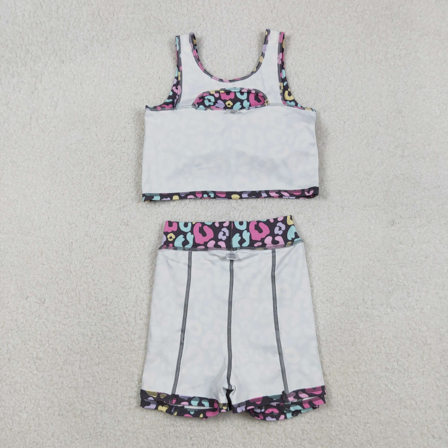 Baby Girl Sleeveless Colorful Leopard Yoga Vest Skort Active Wear Set RTS