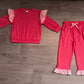 Baby Girls Kids Long Sleeves Tops Pockets Pants Cotton Set Hot Pink Clothes RTS