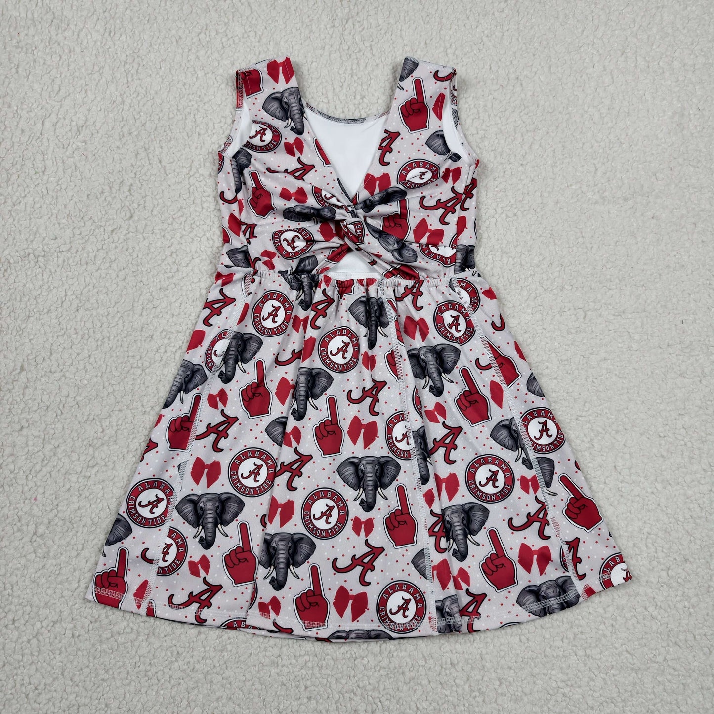 Baby Girls Kids Sleeveless Elephant Bows Team Yoga Active Shorts Dress RTS