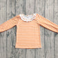 Baby Girl Long Sleeves Orange Stripes Ruffle Shirt Tops RTS