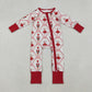 Girls Infant Long Sleeves Soldier Bows Christmas Zipper Pajamas Footie Romper RTS