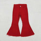 Baby Girl Kids Red Denim Bell Pants Jeans Christmas Bottoms RTS