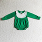 Promotion Baby Girl Green Long Sleeves Christmas Santa Cotton Romper RTS