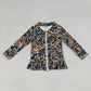 Baby Girls Kids Long Sleeves Brown Camo Zipper Ruffle Cardigan Shirt Tops RTS