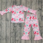 Baby Girl Long Sleeves Colorful Bows Shirt Pants Pajamas Christmas Set RTS